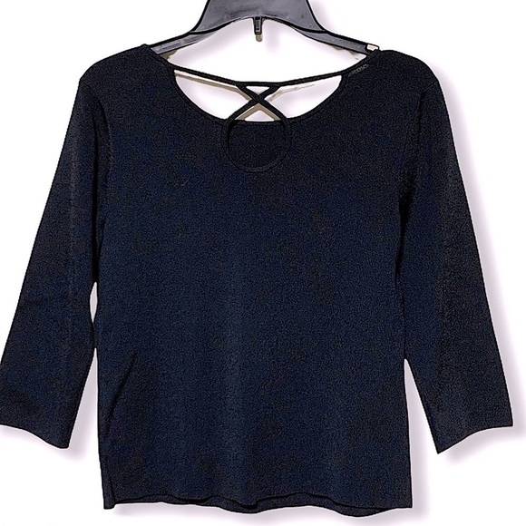 TALBOTS Medium Gauge Black Knit Fitted Top Size Medium - Picture 2 of 4